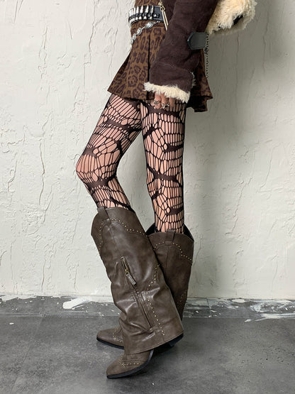 Black Gothic Asymmetrical Hollow-out Tights