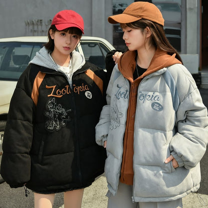 Zootopia Judy and Nick Applique Black Puffer Jacket