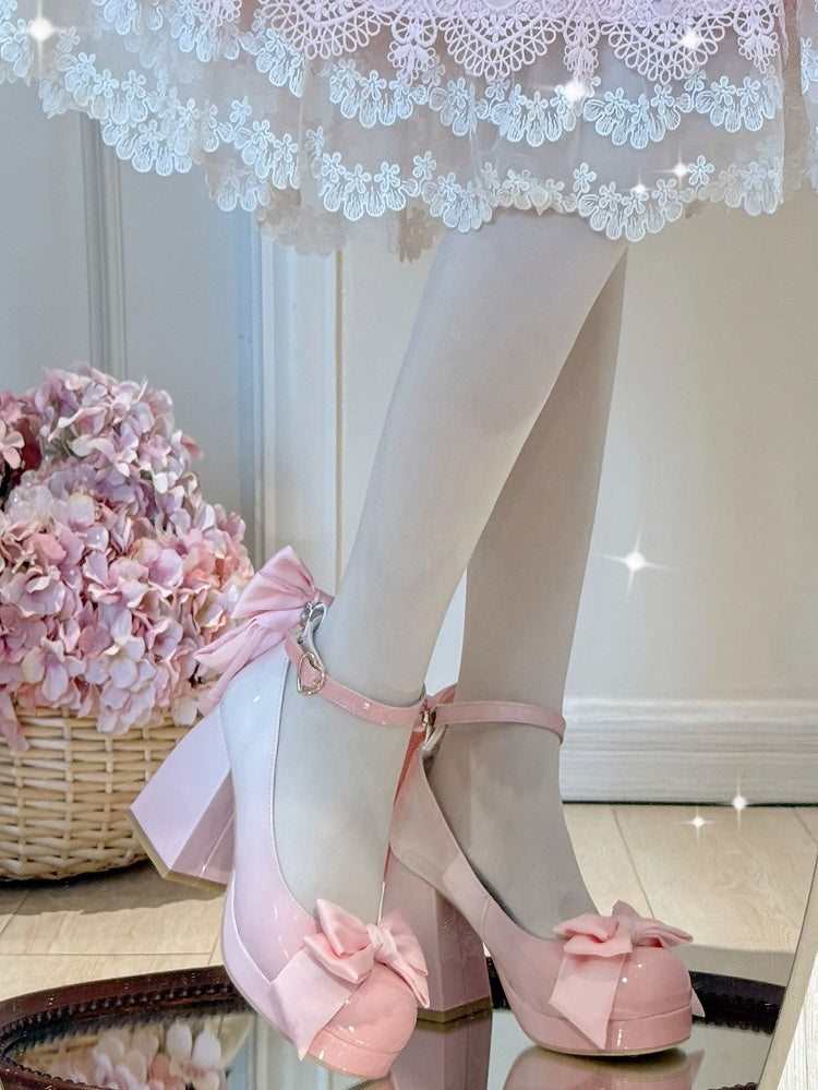 Schuhe Mary Sweet Bowknot Runde Rosa Details Toe Janes Plattform Lolita