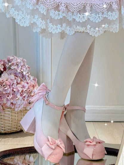 Schuhe Mary Sweet Bowknot Runde Rosa Details Toe Janes Plattform Lolita