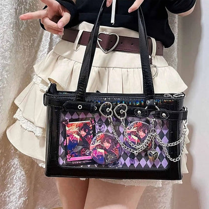 Bag Black Chains Shoulder Detachable Ita