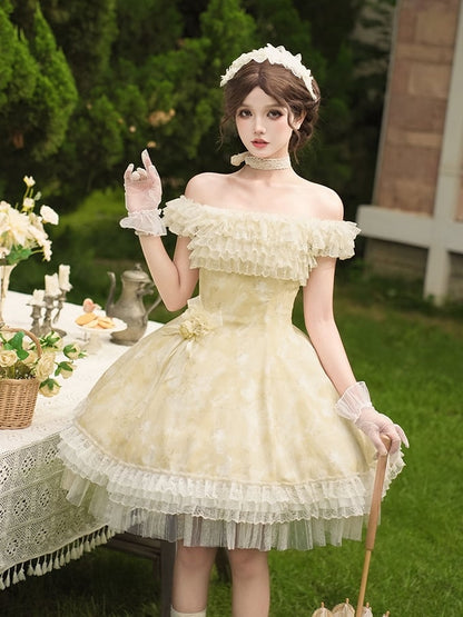 Floral Versatile Butterfly Yellow Light Dress Print and Neckline