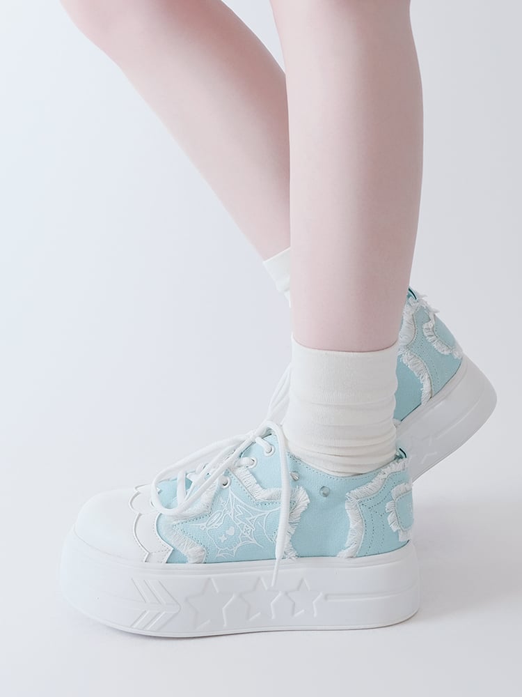 Blue Star Applique Platform Sneakers