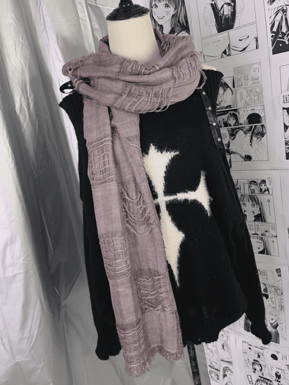 Gray Wasteland Punk Distressed Scarf