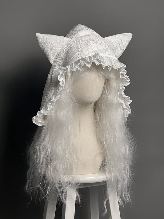 / Hood Cat Ears White Black Red