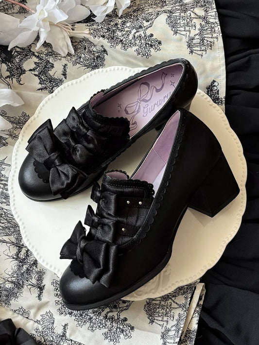 Heel Design Fit Block Slip-in Mid Slip-ons Lolita Black - Elegant