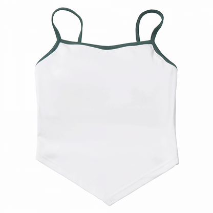 Contrast Green Trim White Cami Top
