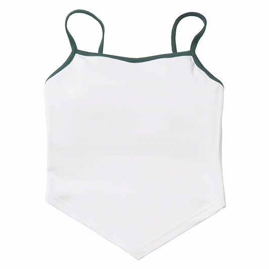 Contrast Green Trim White Cami Top