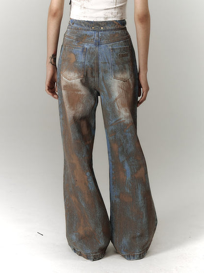 Wasteland Punk Blue Tie Dye Straight Leg Jeans