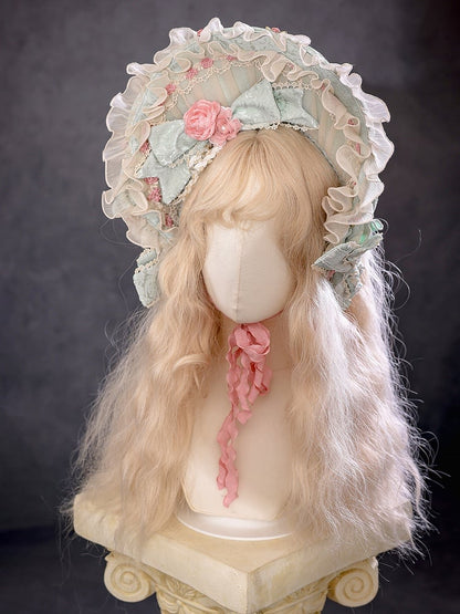 Pink / Red / Black / Green / Gray / Beige / Blue Lolita Bonnet