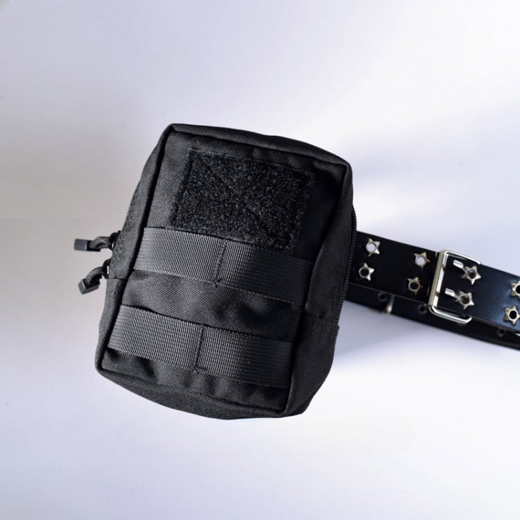 Black Cyberpunk Waist Belt with Waist Bag