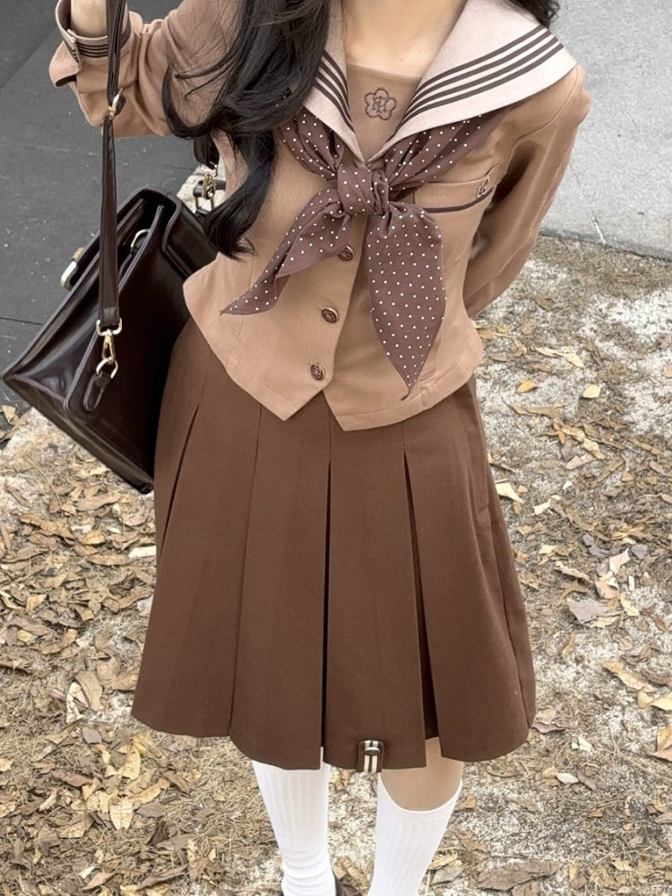 Skirt JK Brown Uniform Box Pleat