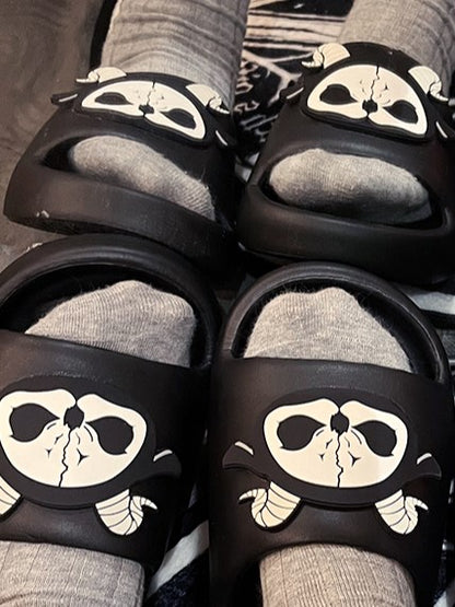 Slippers Reaper Grim Gothic Black Applique White and Summer