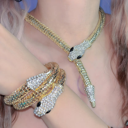 Design With Bangle Necklace Set Snake Gold