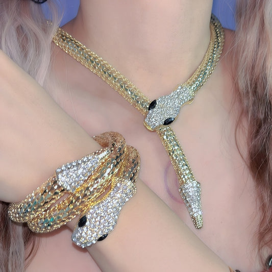 Design With Bangle Necklace Set Snake Gold