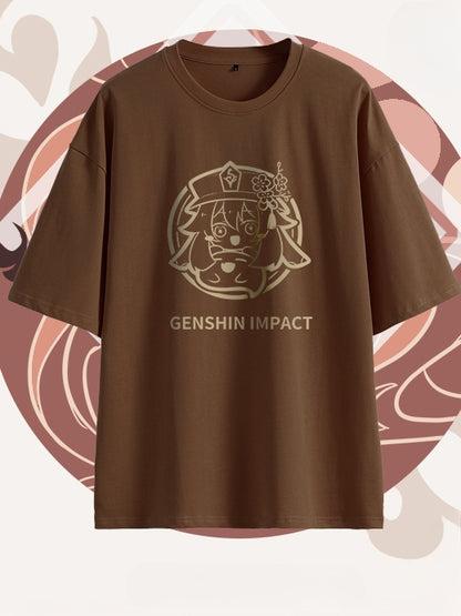 Hu Tao Inspired Brown  Graphic T-shirt