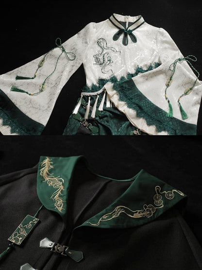 Slythern Black and Green Gothic Robe