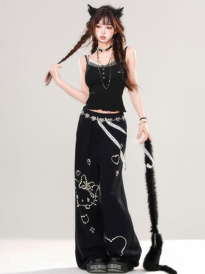 Black/White Slim-fit Cami Top