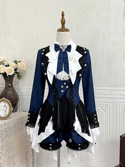 Ouji Blue Spider Dark Web Fabric Gothic Lolita Prince Shorts