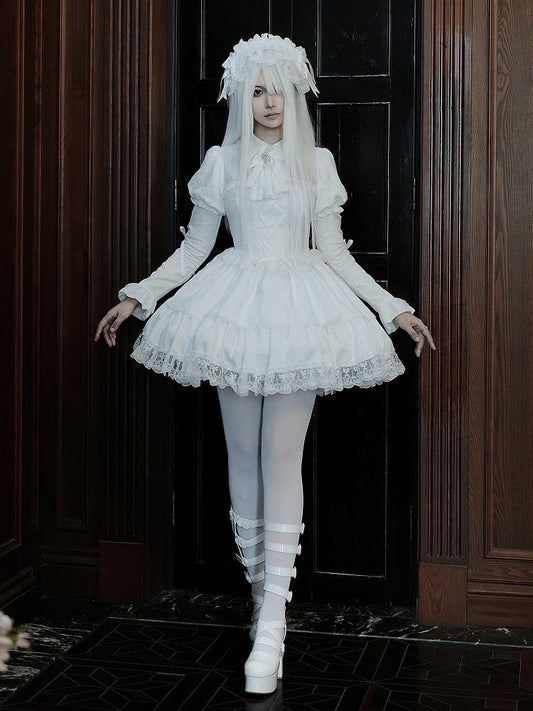 Collar Trim Dress Sleeves Short Gothic Shirt Lace Juliette White Lolita