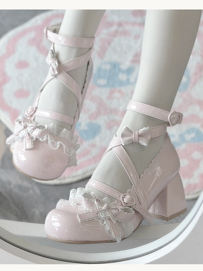 Janes Lolita Lace – Sweet Pink Mary Ruffled PU