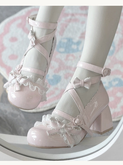 Janes Lolita Lace – Sweet Pink Mary Ruffled PU