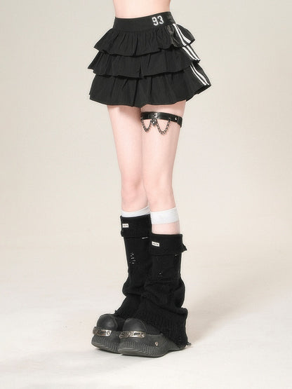 Tiered Skirt Black Glamorous Lined