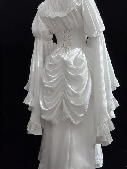 Gothic Skirt White Aristocrat Bust Lolita Boned Waist Under Corset High