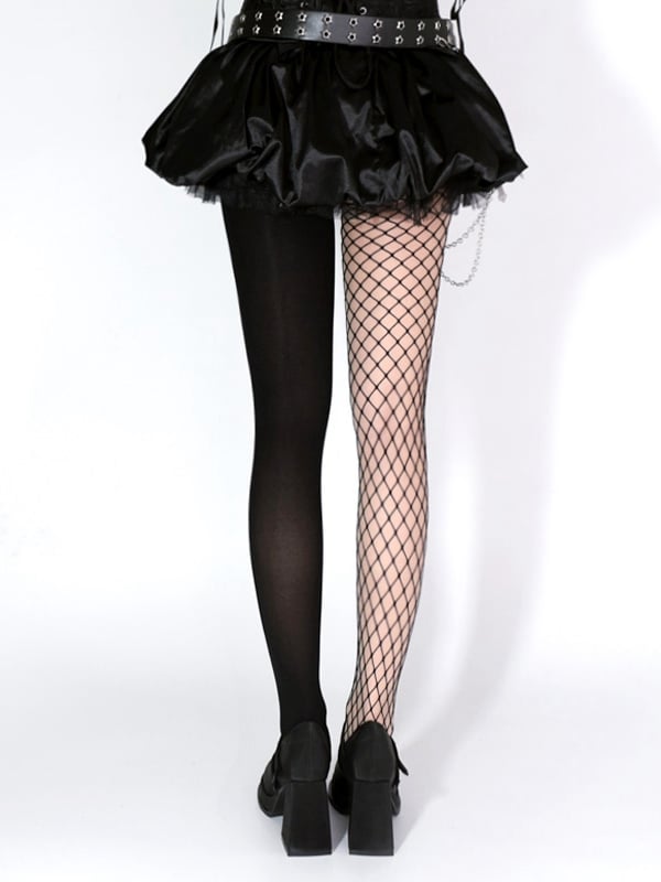 Design Fishnet Punk Tights Asymmetrical Black