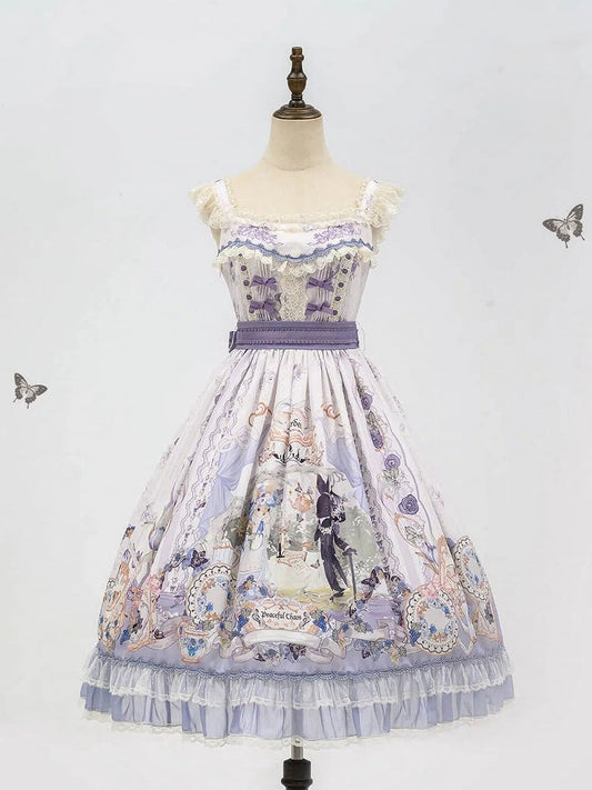 Lolita Tea Skirt Party Jumper Bunny Elegant Print Classic