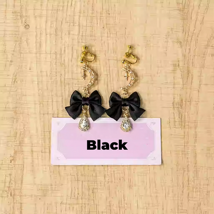 Bow Moon Ohrclips Jirai Kei Pink/Pink/Blau/Schwarz Weiß/Dusty
