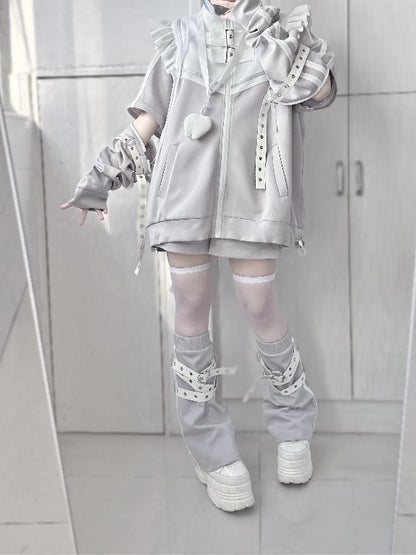 Kei Waist Gray Shorts Elastic Jirai