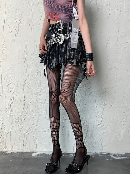 Tights Pattern Black And Spiderweb Y2K Spider