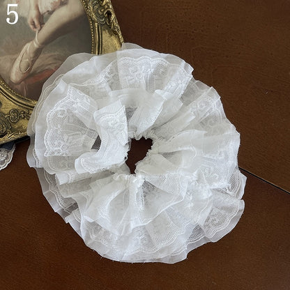 Straps Leg Hollow-out Ruffle Underknee Tights/Pink Warmers/White Cuffs Lace Stockings/Self-tie Lace-up White