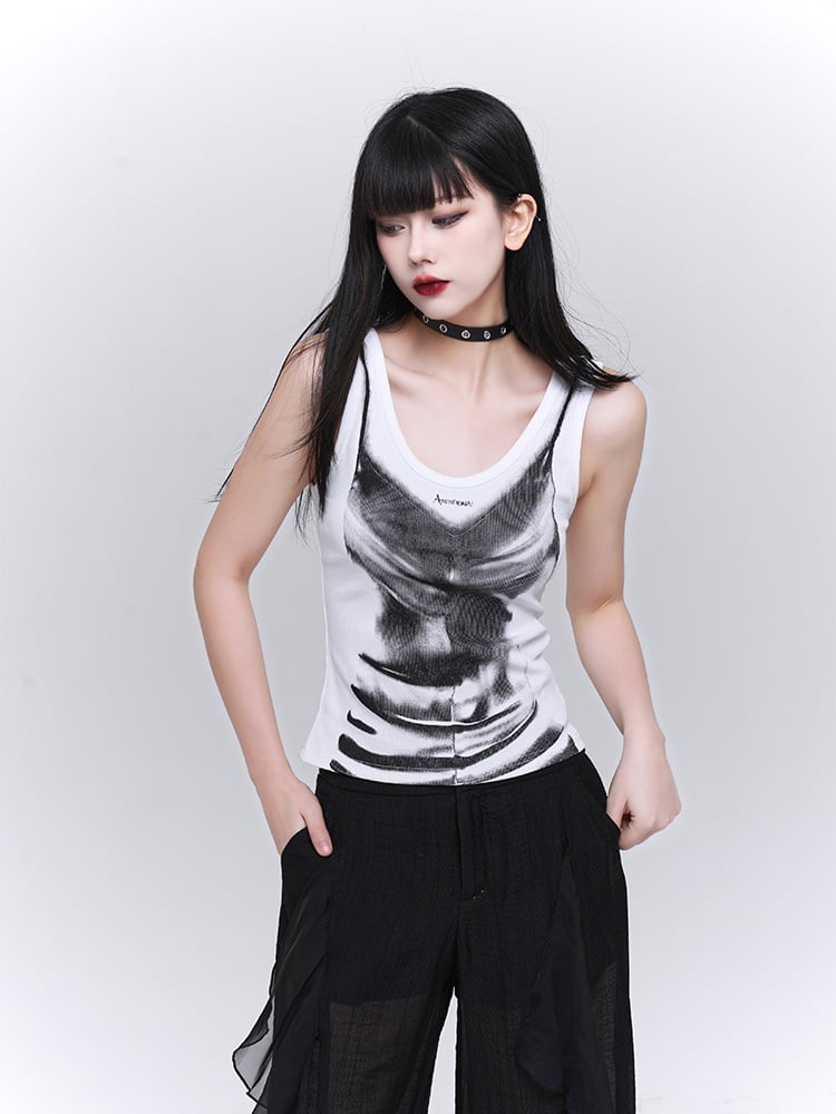 White/Black Glomorous Slim-fitting  Tank Top