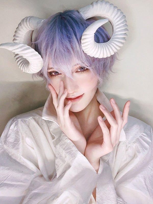 Purple-blue Ombre 28CM  Ouji Short Wig