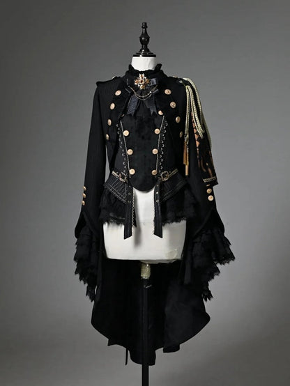 Fashion Black Sleeves Outfit Top Lolita - Long Knight + Ouji