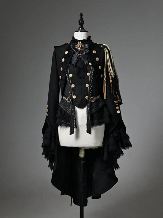 Fashion Black Sleeves Outfit Top Lolita - Long Knight + Ouji