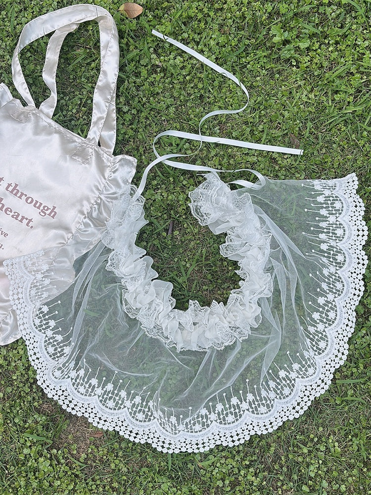 Bittersweet Embroidered White Y2K Cuff Trim Pants Floral Sheer Lace Accessory Ruffled