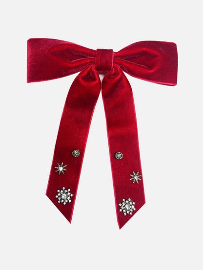 Rhinestones and Snowflakes Velvet Bow Tie