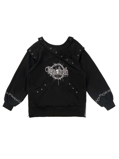 Dark Soon Print Design Sweat Suit Eyelet Trainer + Lace Elegula Skirt