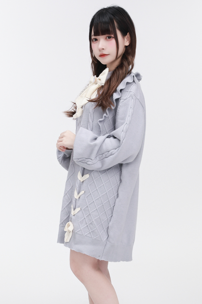 Neck Flying Dress High Sleeve Sweater