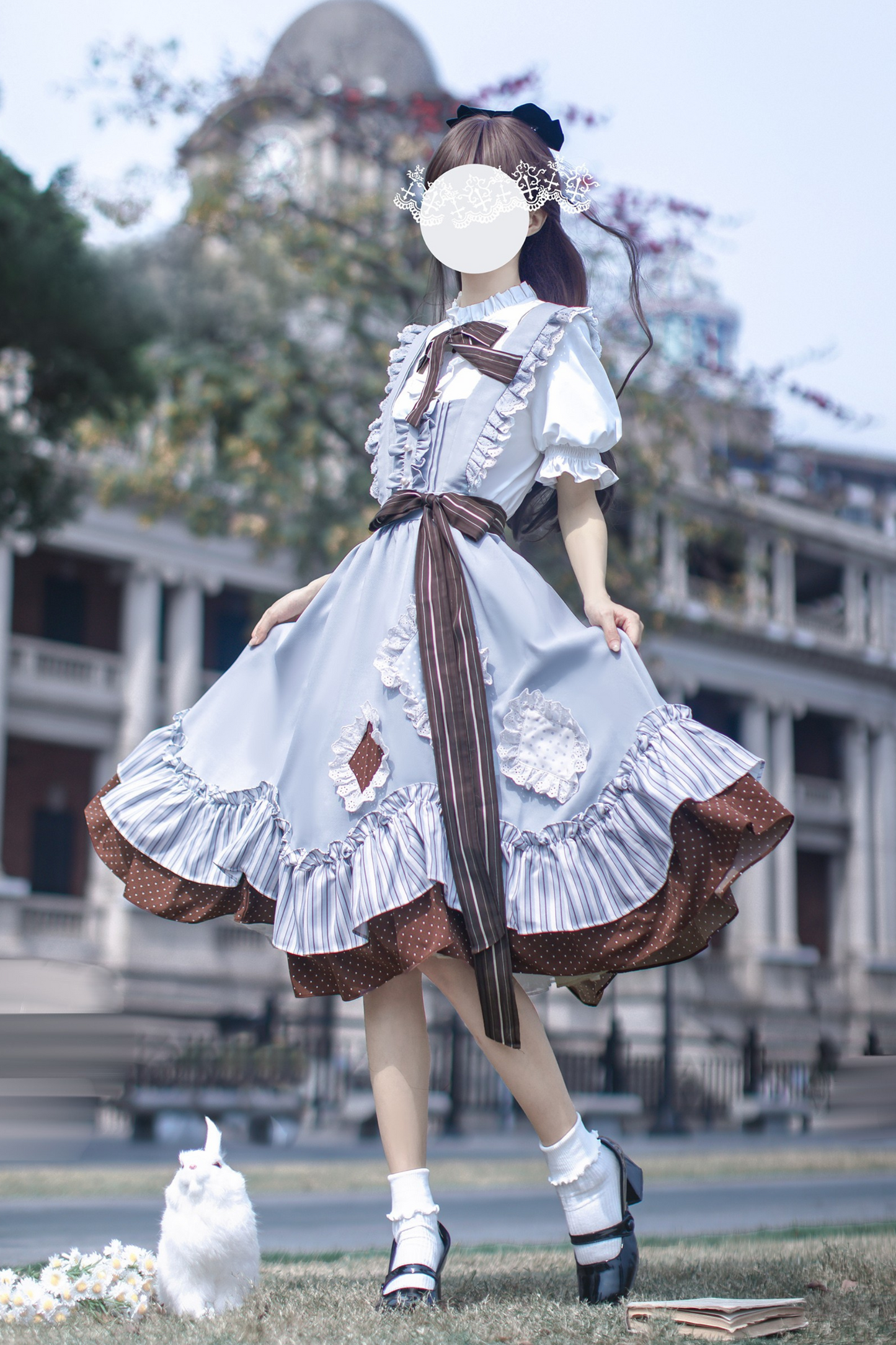 Schleifenhemd Retro-Haargummi Reservierungen + Brosche Alice-Stil Clip Rock Hosenträger