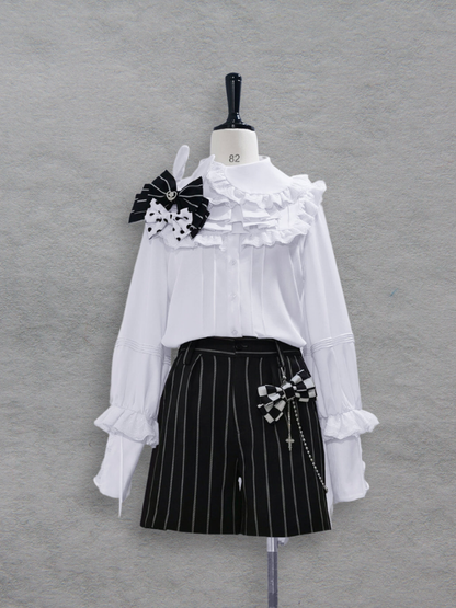 Bunny Theater White Lace-up Cuffs Ouji Shirt