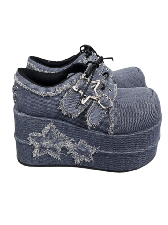 Denim Subculture Hot Girl Chaussures Plateforme Star
