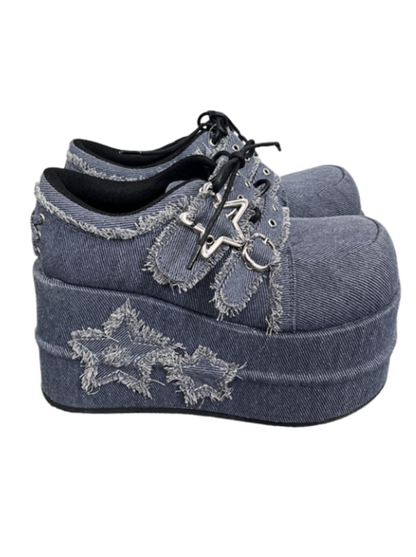 Denim Subculture Hot Girl Chaussures Plateforme Star