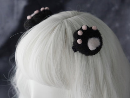 Cute Black Cat Paw Hairclip