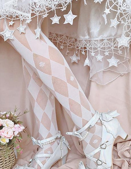 Black/White Circus Diamond Pattern Tights