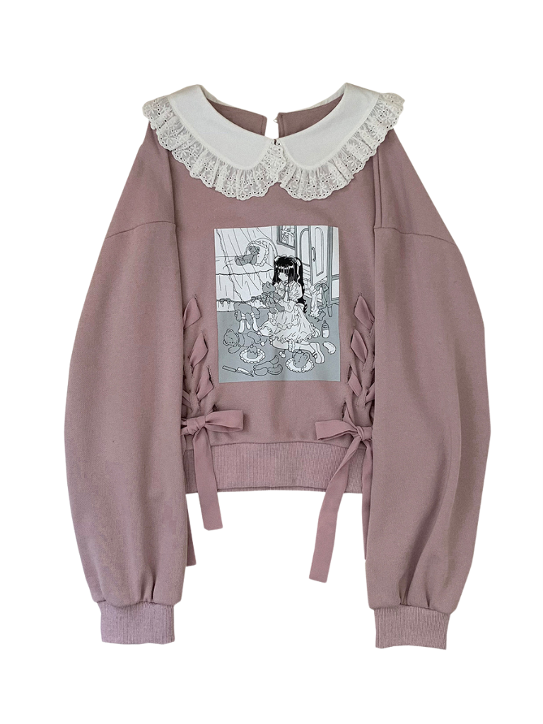 Illustration Printed Doll Color Sweatshirt