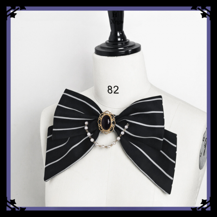 Bunny Theater Striped Bowknot Brooch Bowtie